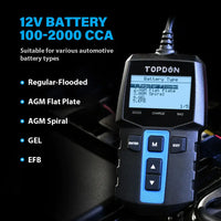 Topdon Bt100 100-2000cca 12v Battery Tester Analyser Topdon