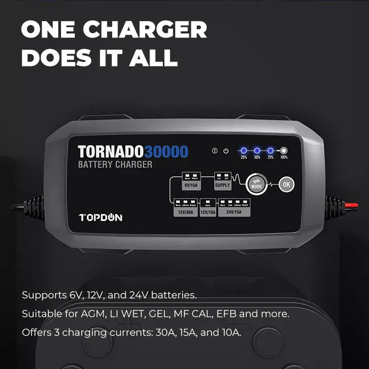 Topdon T30a 6v-24v Smart Battery Charger Topdon