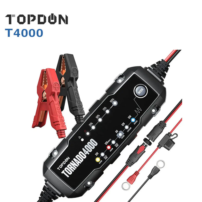Topdon T4000 6v - 12v Intelligent Battery Charger & Maintainer Topdon