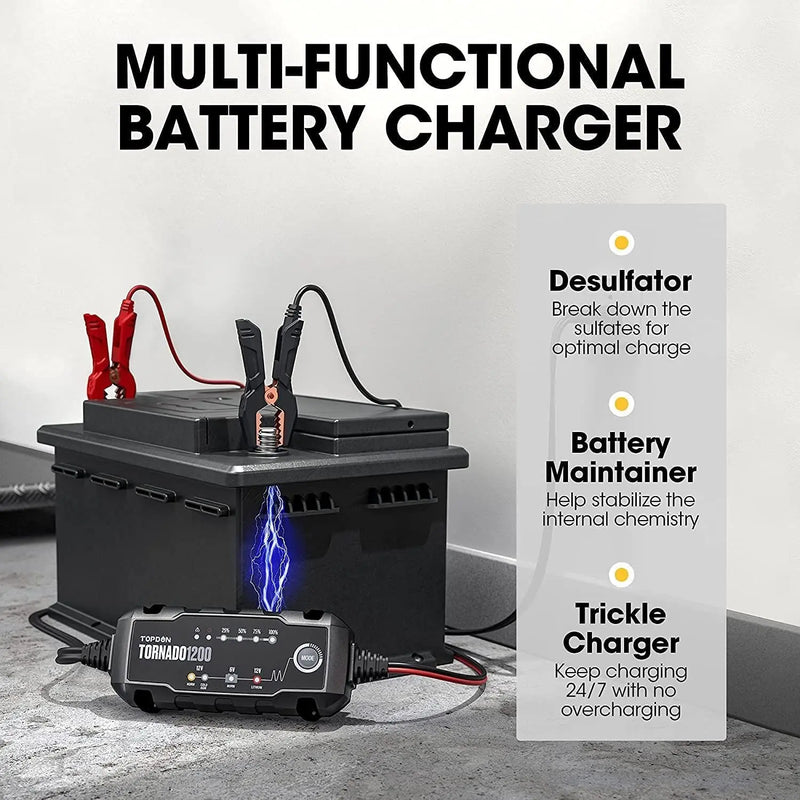 Topdon Tornado T1200 Car Battery Trickle Charger FairTools