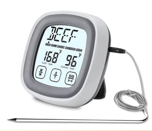 Touchscreen Meat Cooking Grill Thermometer Timer Alarm with Probe