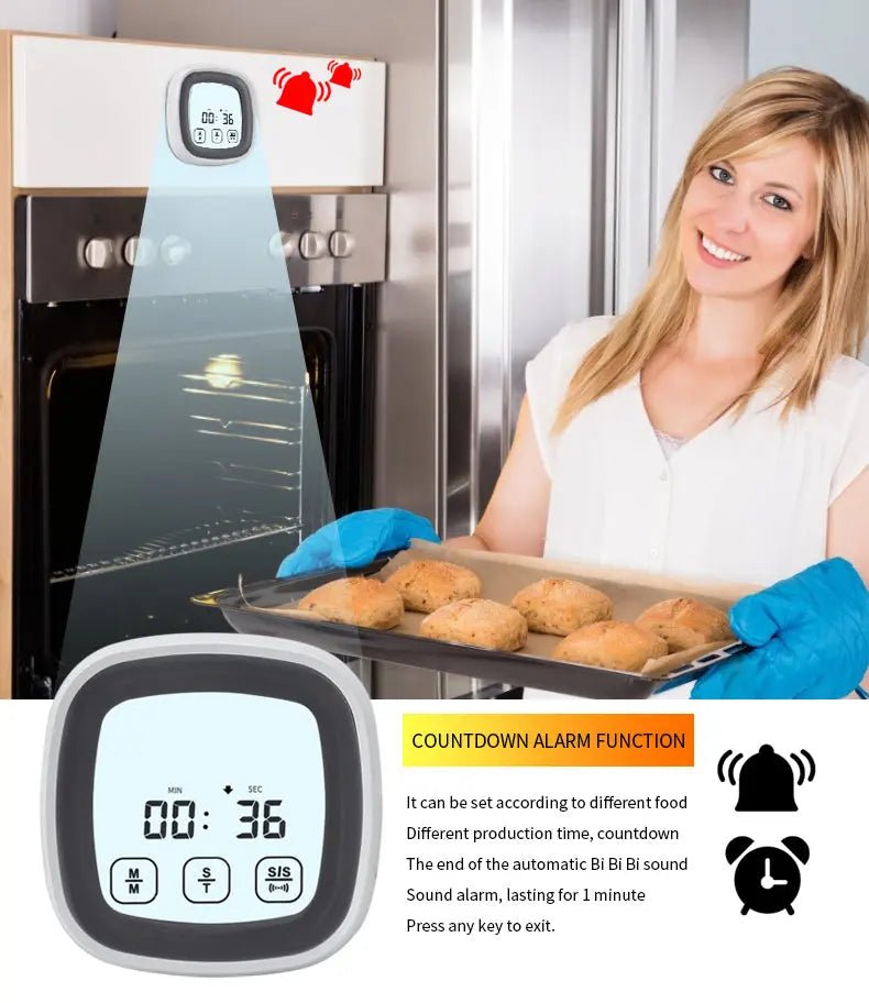 Touchscreen Meat Cooking Grill Thermometer Timer Alarm with Probe ThermoPro