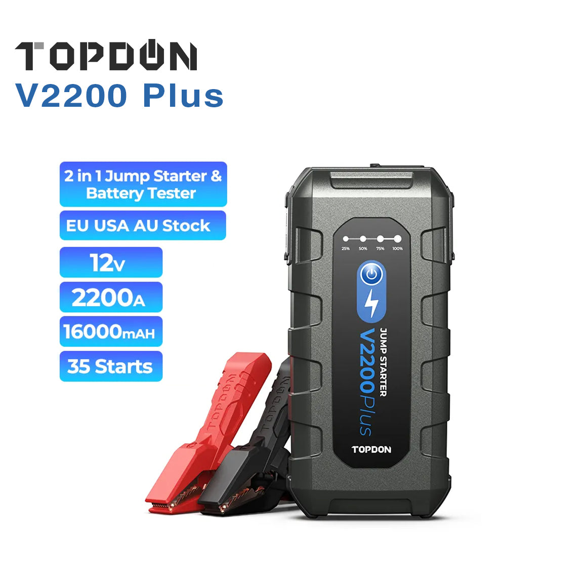 Topdon V2200 Plus Portable Jump Starter And Battery Tester And Analyzer Topdon