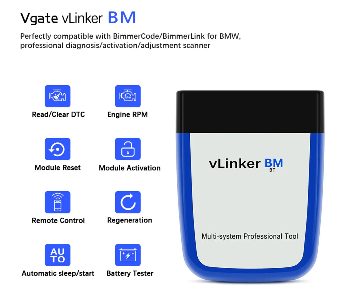 Vgate VLINKER BM 3.0 OBD2 Bluetooth Code Reader OBDII Scan Tool for Android - FairTools Vgate VLINKER BM 3.0 OBD2 Bluetooth Code Reader OBDII Scan Tool for Android