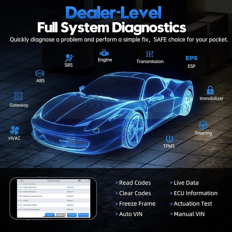 XTOOL Anyscan A30M Wireless BT OBD2 Scanner for Android & iPhone - FairTools