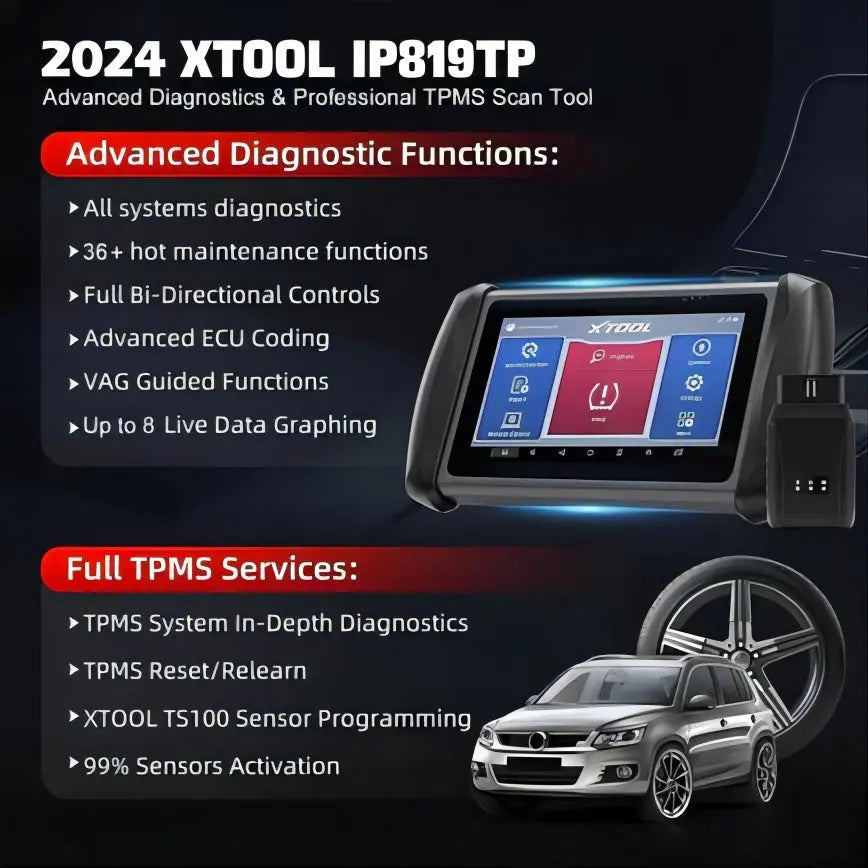 XTOOL IP819TP Car Diagnostic Scan tool, Key Coding, TPMS Tool FairTools