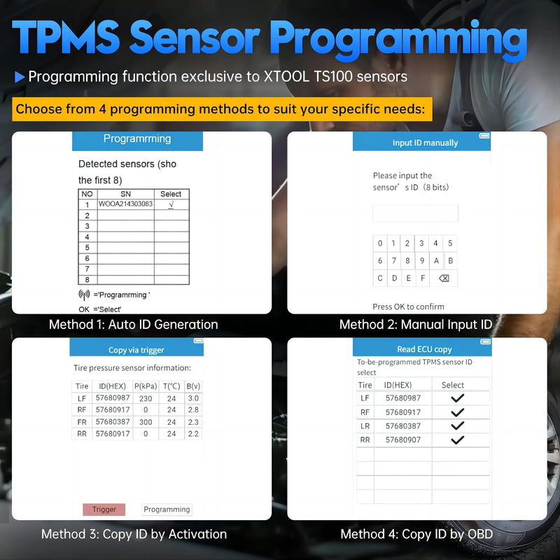 XTOOL TP150 TPMS Programming Tool, Includes 4 Free Sensors Xtool