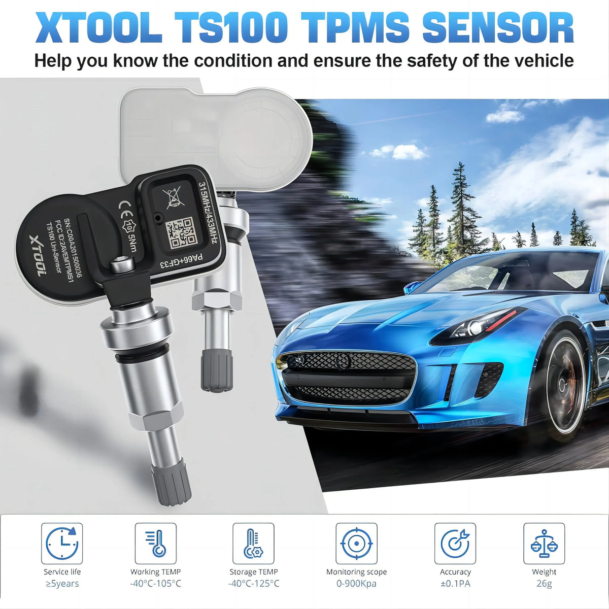 XTOOL TS100 Programmable Universal Tire Pressure Sensor Xtool