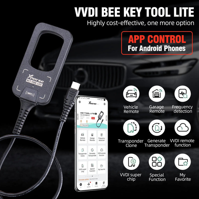 Xhorse VVDI Bee Key Tool Lite Support Android with Type C Port with 6 XKB501EN Wire Remotes Xhorse