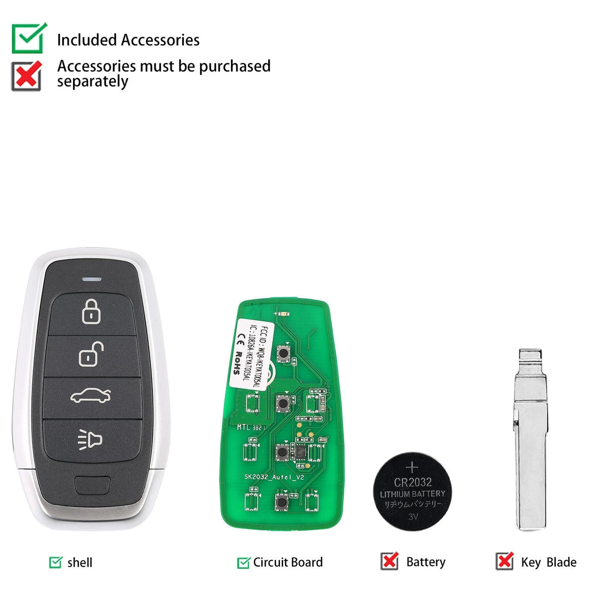AUTEL IKEYAT004CL 4 Buttons Universal Smart Key 5Pcs/Set Autel